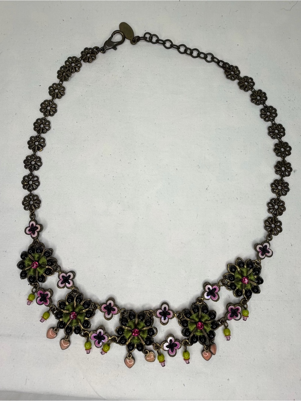 Vintage Satellite Paris Floral Statement Necklace Adjustable